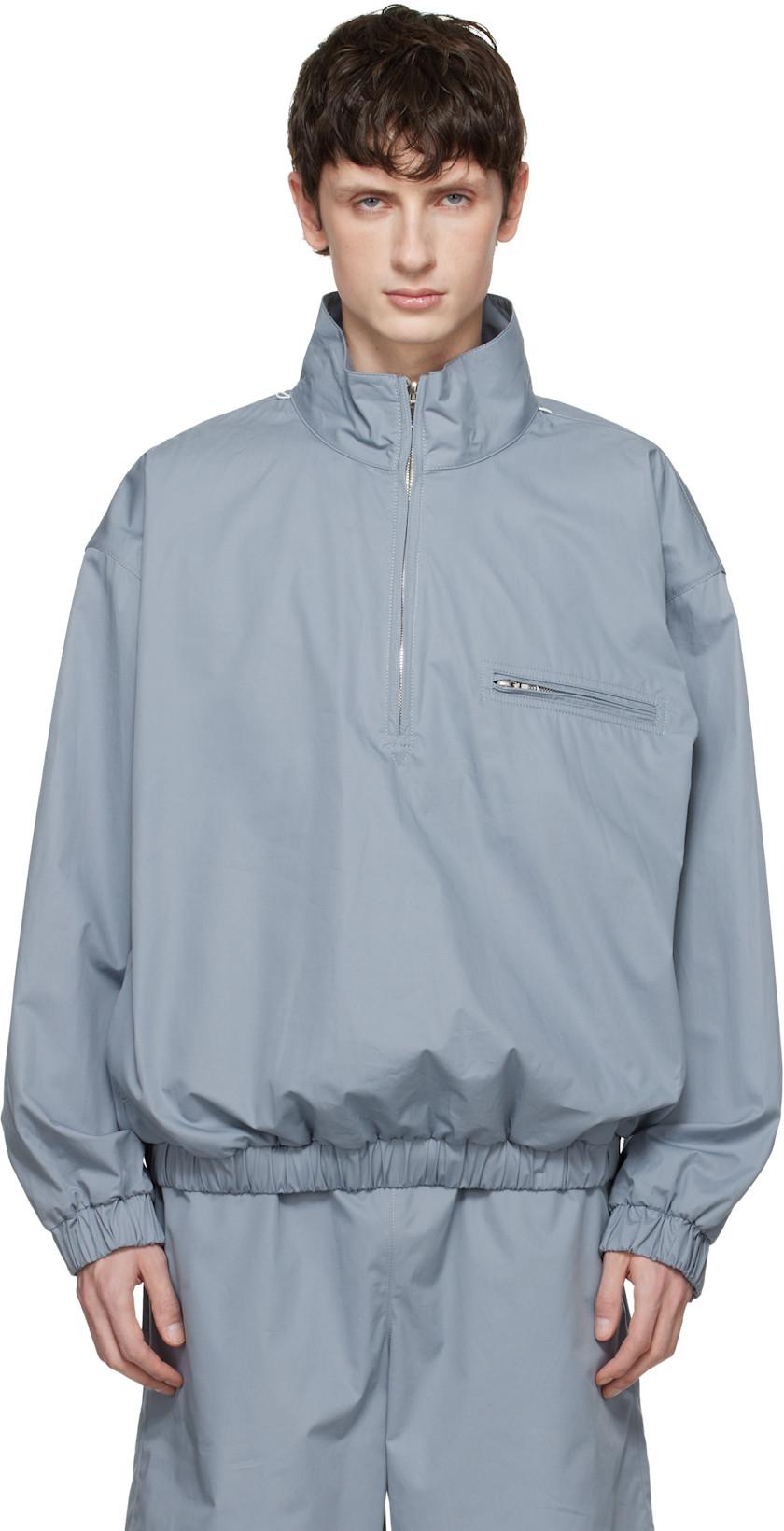 Blue Cotton Windbreaker Jacket by RIER