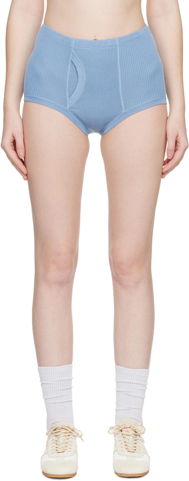 Blue Fine Rib Briefs by RIER