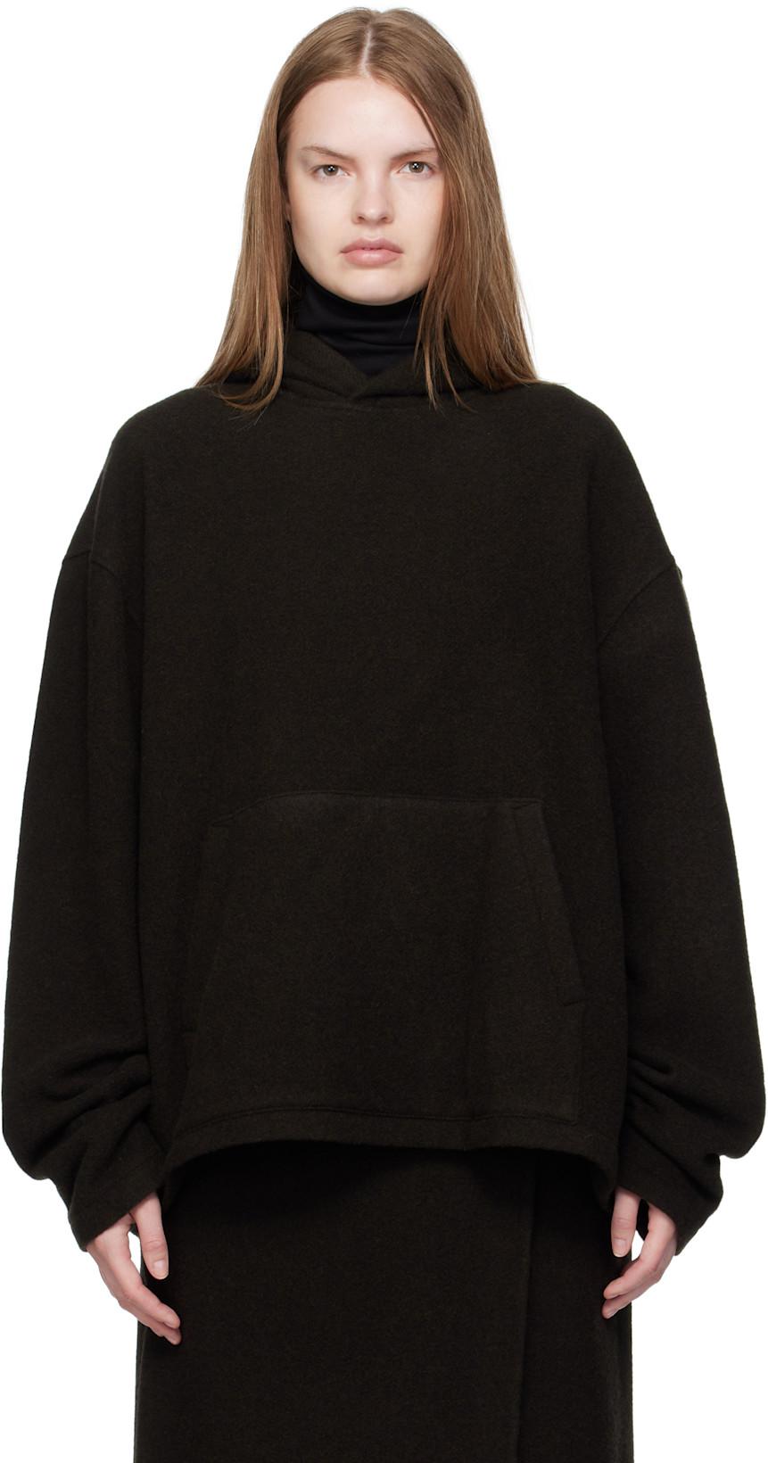 Brown Fleece Hoodie by RIER