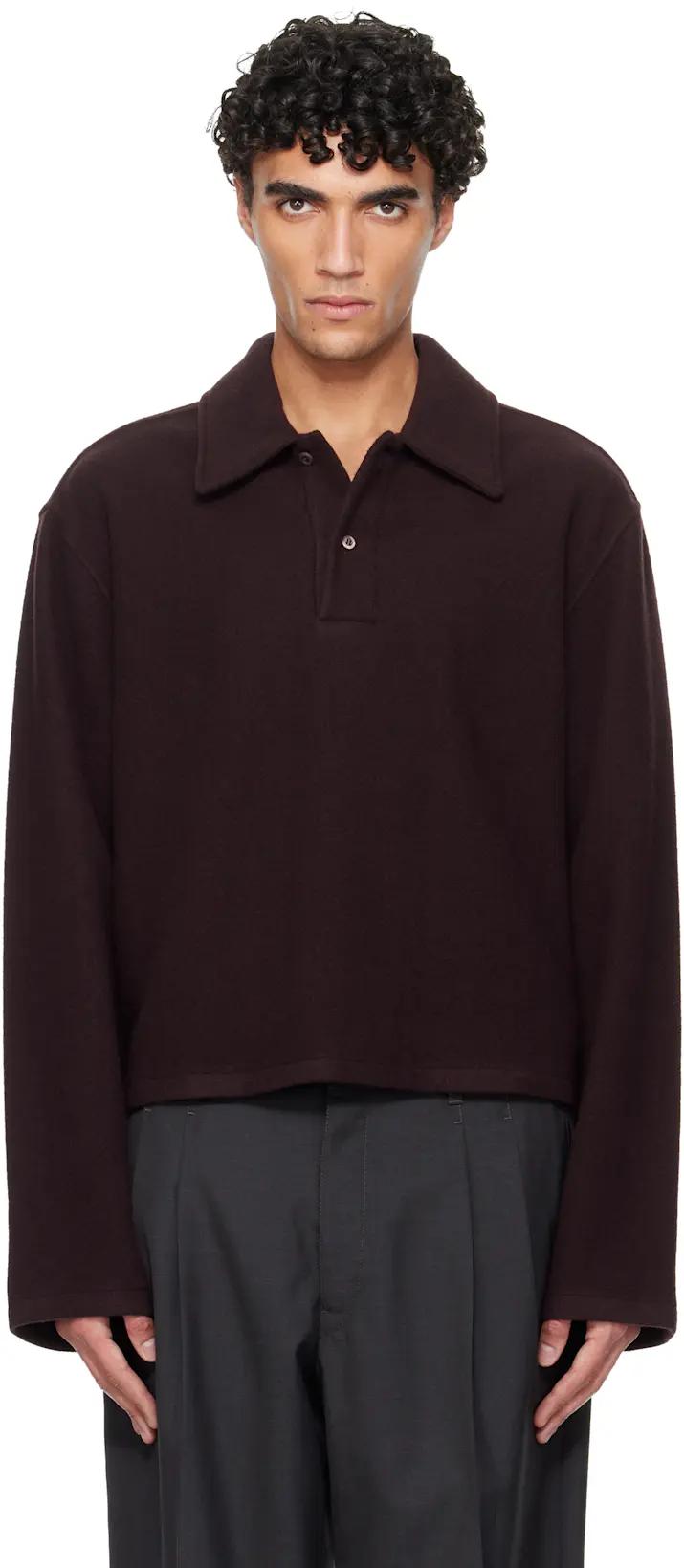 Burgundy Fleece Polo by RIER
