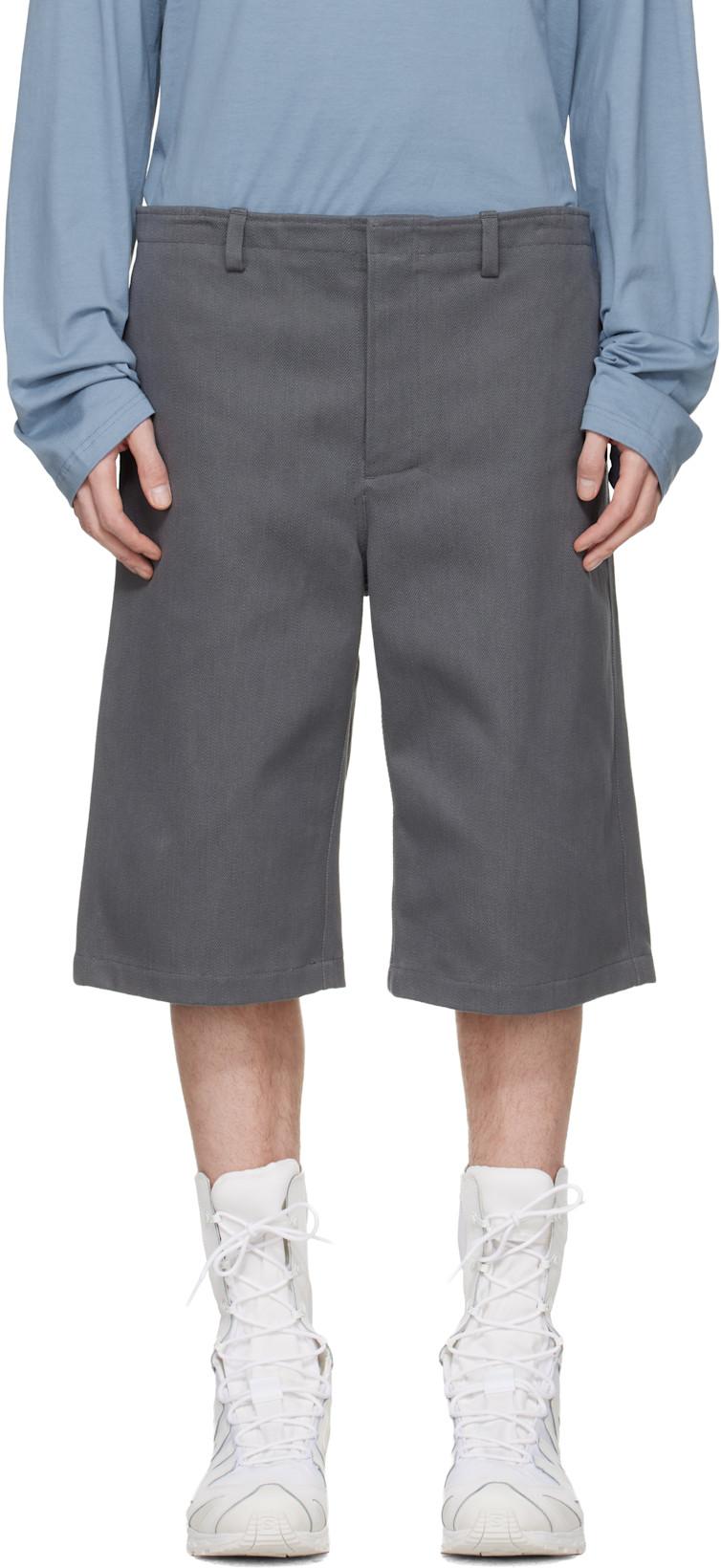 Gray Antique Gabardine Shorts by RIER