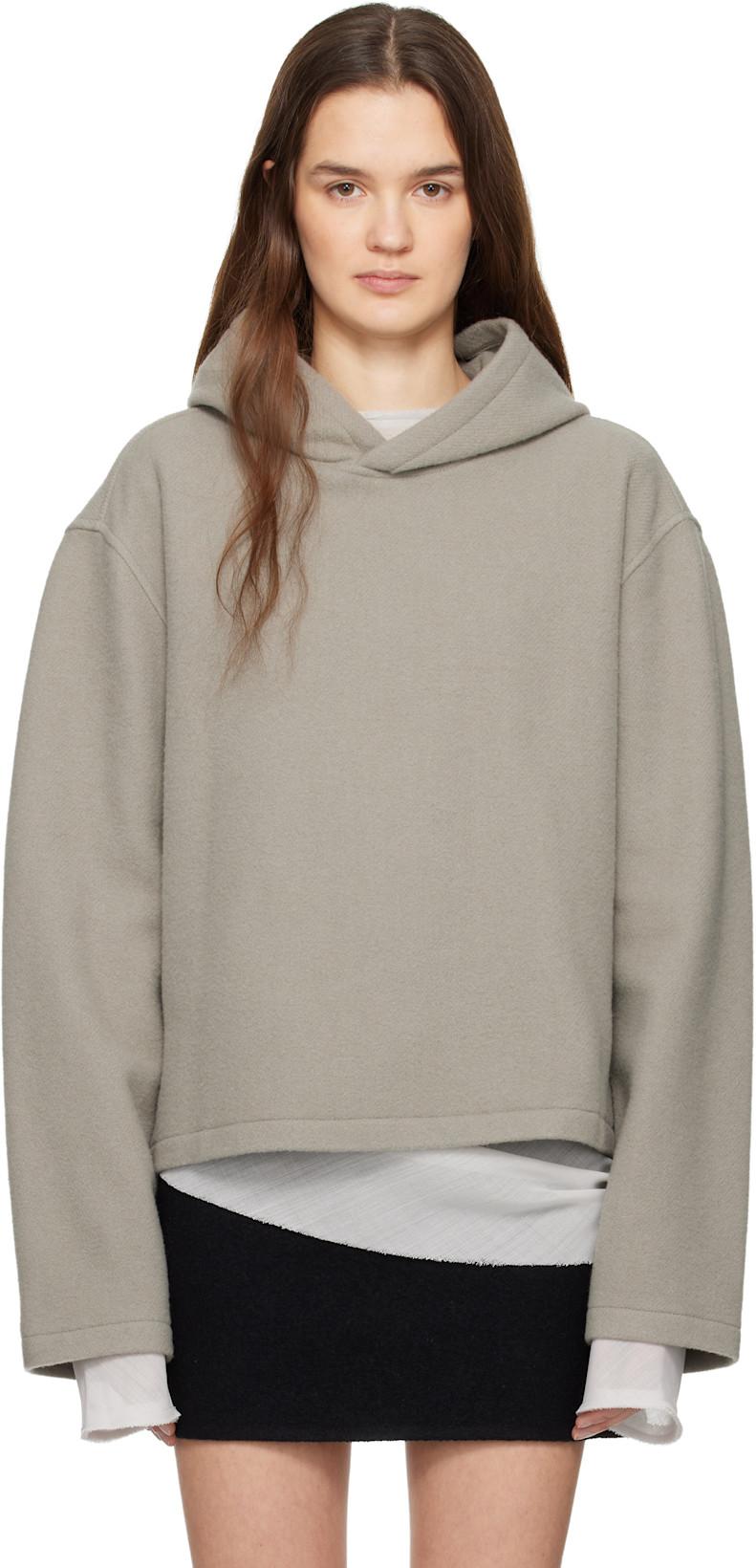 Gray Fleece Crop Hoodie by RIER