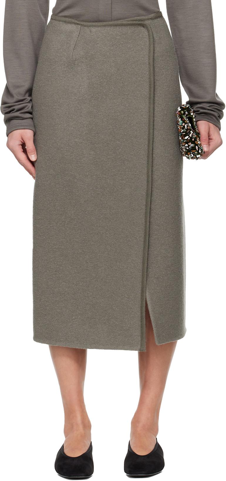 Gray Walker Midi Skirt by RIER