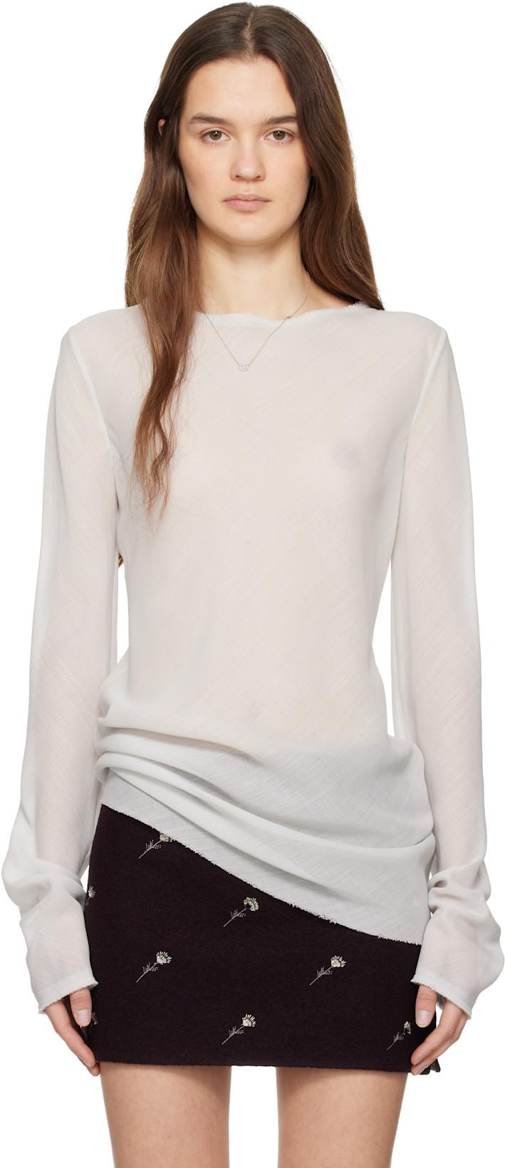 Gray Wool Gauze Blouse by RIER