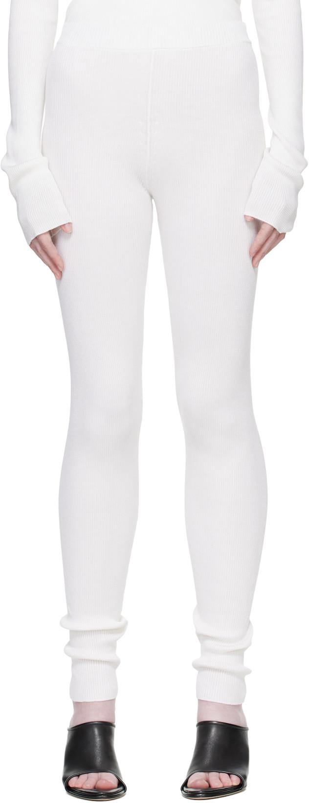 Off-White Fine Rib Silk Longjohn Leggings by RIER