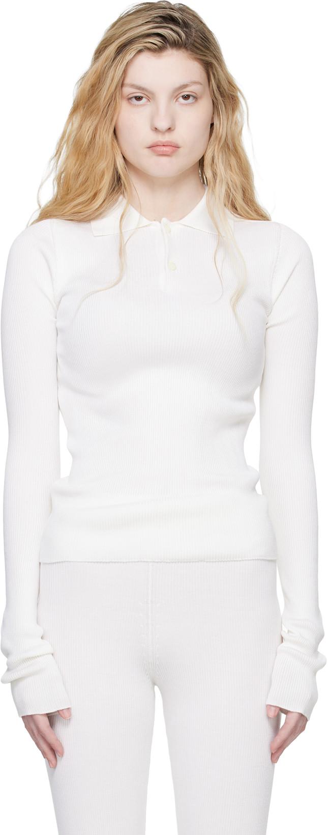 Off-White Fine Rib Silk Polo by RIER