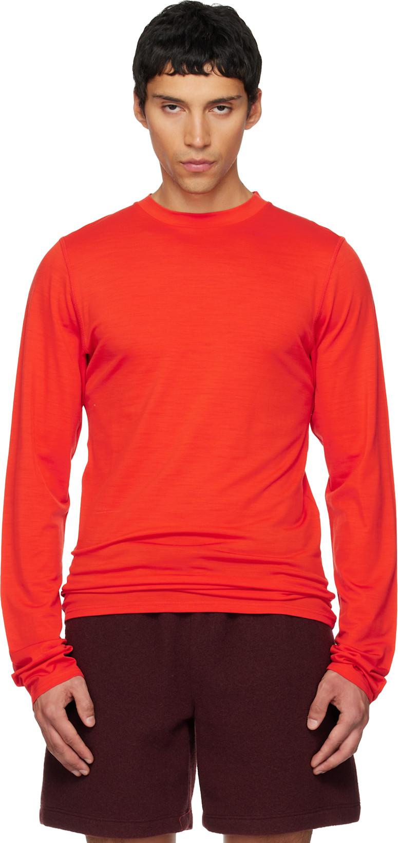Orange Roundneck Jersey Wool T-shirt by RIER