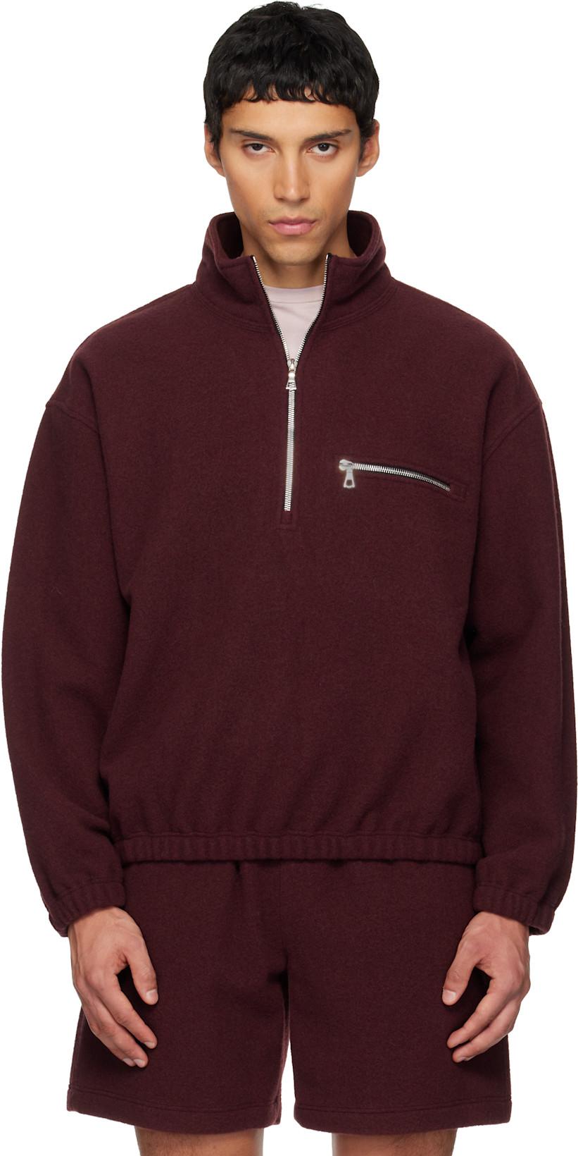 SSENSE Exclusive Burgundy Fleece Jacket by RIER