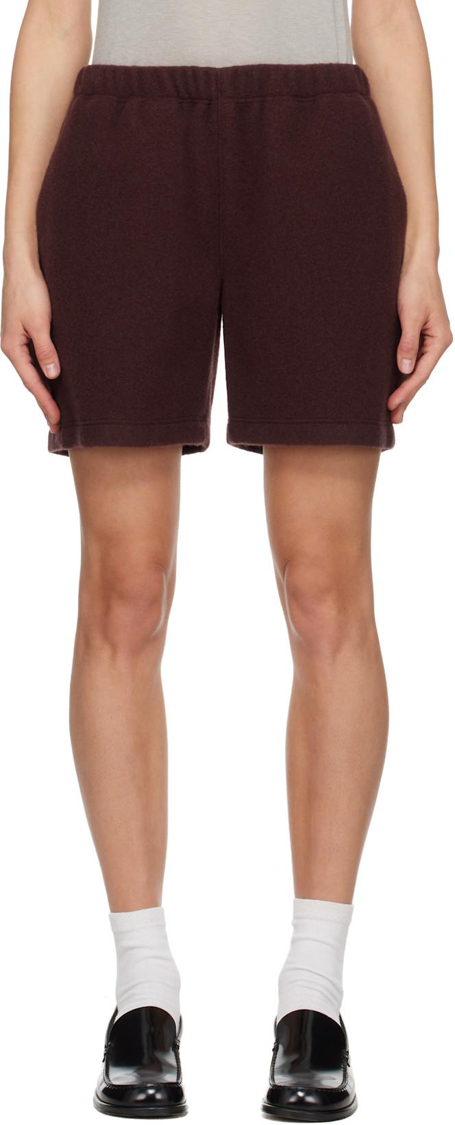 SSENSE Exclusive Burgundy Fleece Shorts by RIER