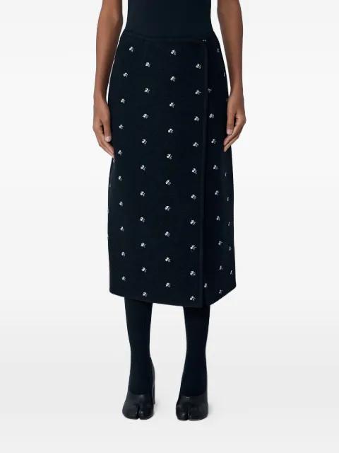 Walker embroidered wrap midi skirt by RIER