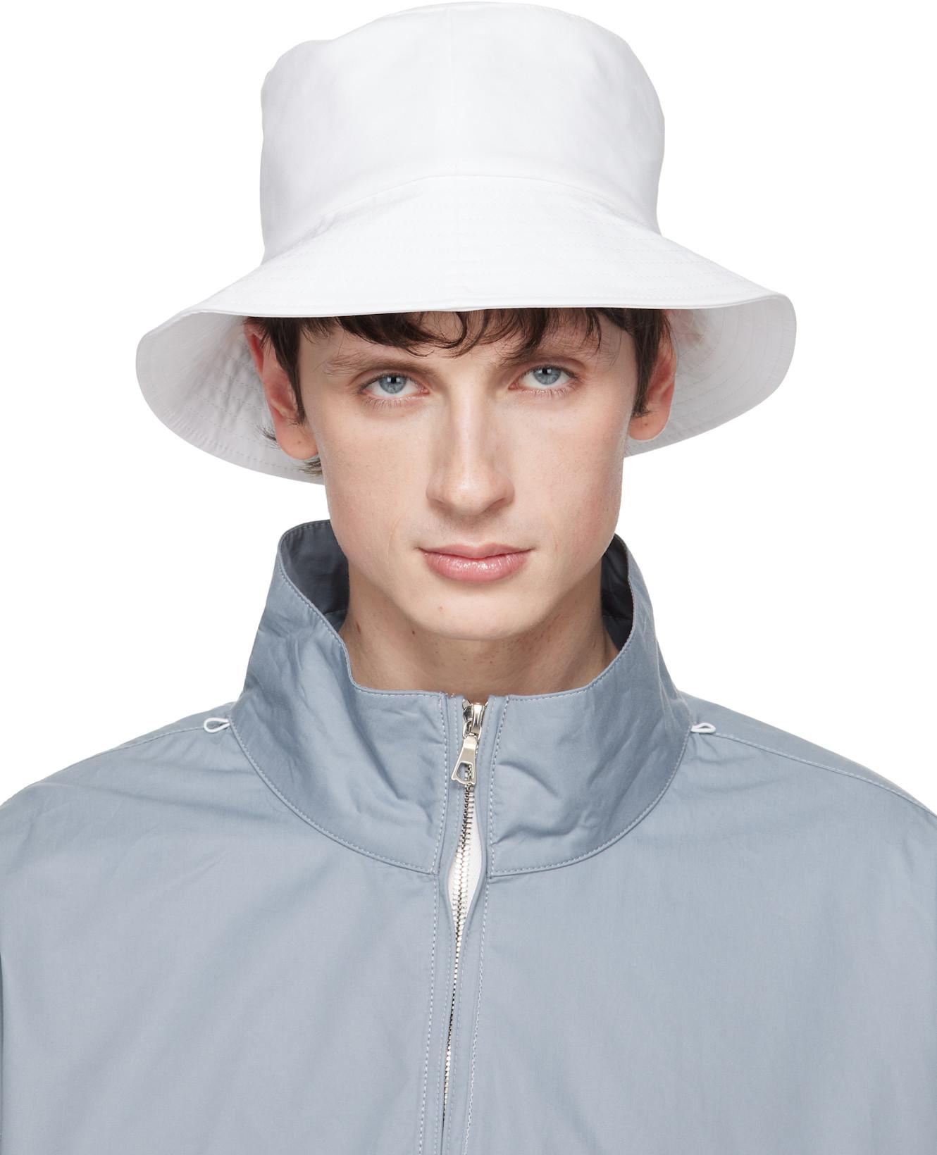 White Cotton Bucket Hat by RIER