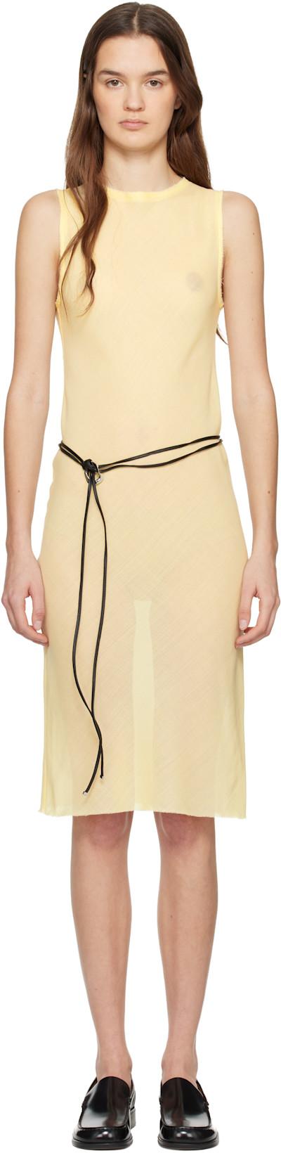 Yellow Wool Gauze Minidress by RIER