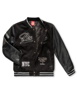 Big Boys' Brooklyn Patch Detail Varsity Jacket by RING OF FIRE