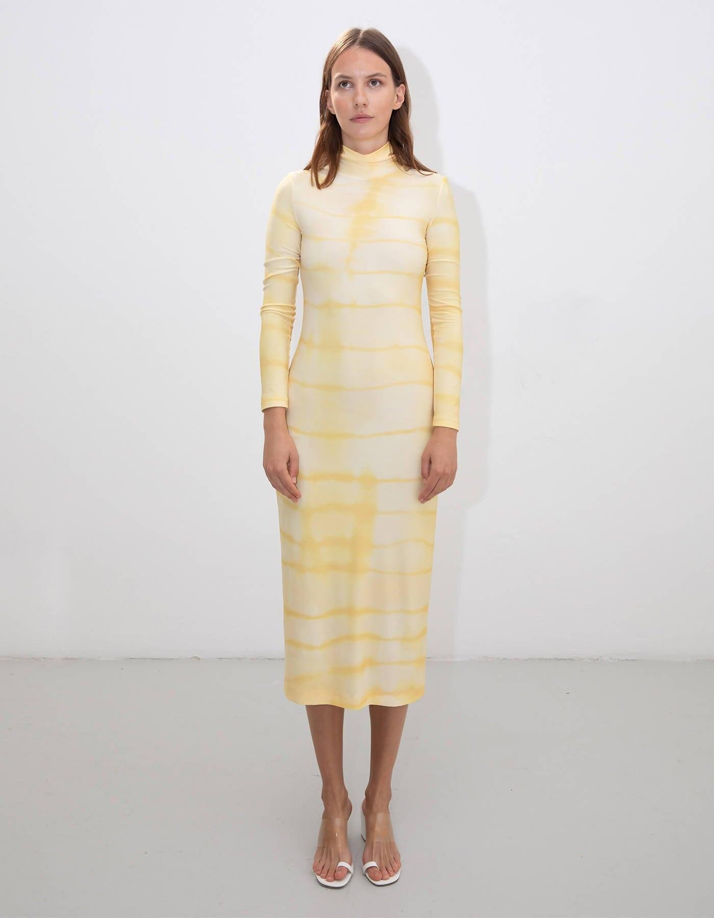 Yellow Tie Dye Turtleneck Dress by RIONA TREACY
