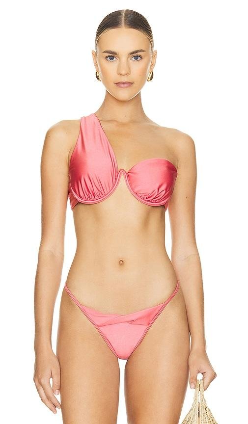 Riot Swim Underwire Twisted Strap Bikini Top in Pink by RIOT SWIM