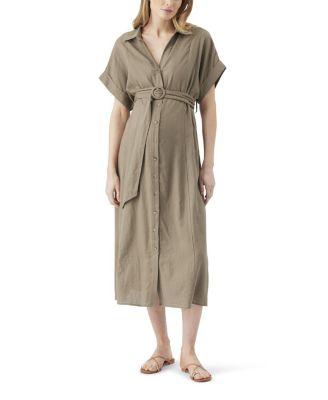 Amy Linen Nursing Shirt Dress by RIPE MATERNITY