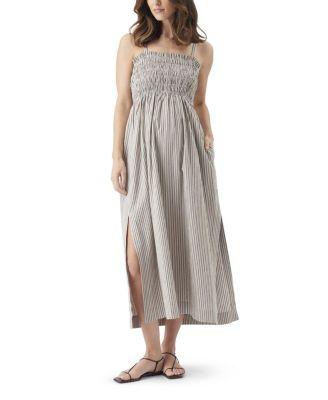 Leo Stripe Shirred Dress by RIPE MATERNITY