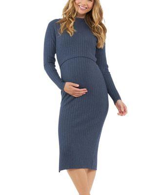Nella Rib Nursing Knit Midi Dress by RIPE MATERNITY