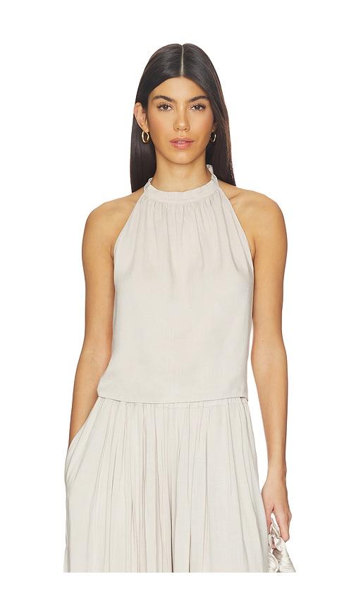Ripley Rader Linen Tie Back Halter Top in Light Grey by RIPLEY RADER