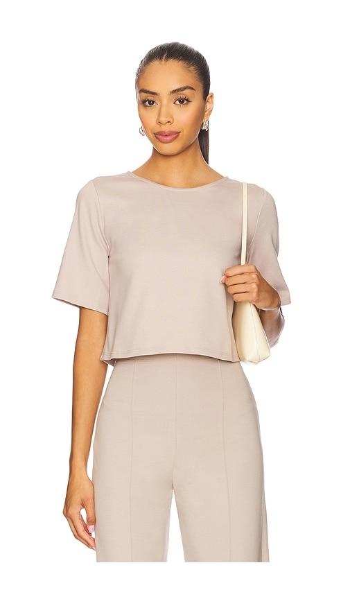 Ripley Rader Ponte Knit Short Sleeve Top in Beige by RIPLEY RADER