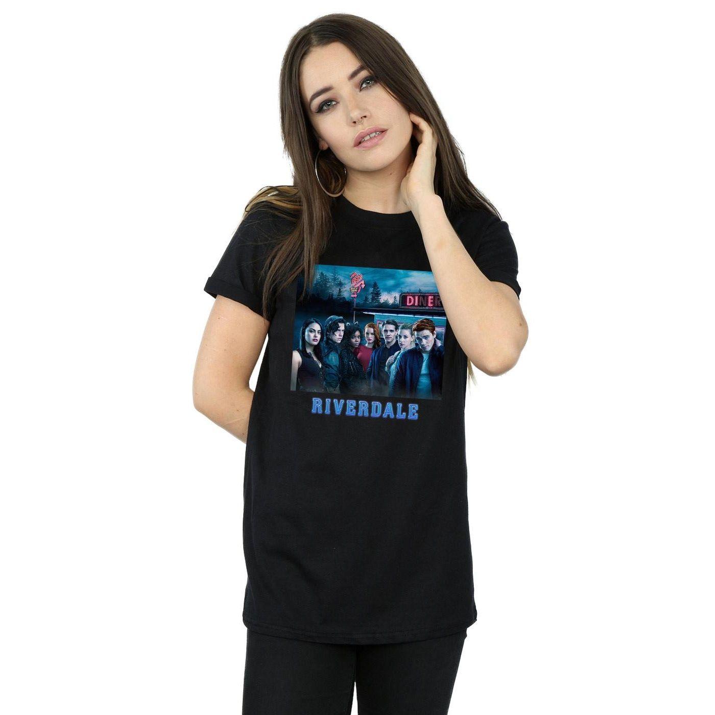Diner Poster Cotton Boyfriend T-Shirt by RIVERDALE