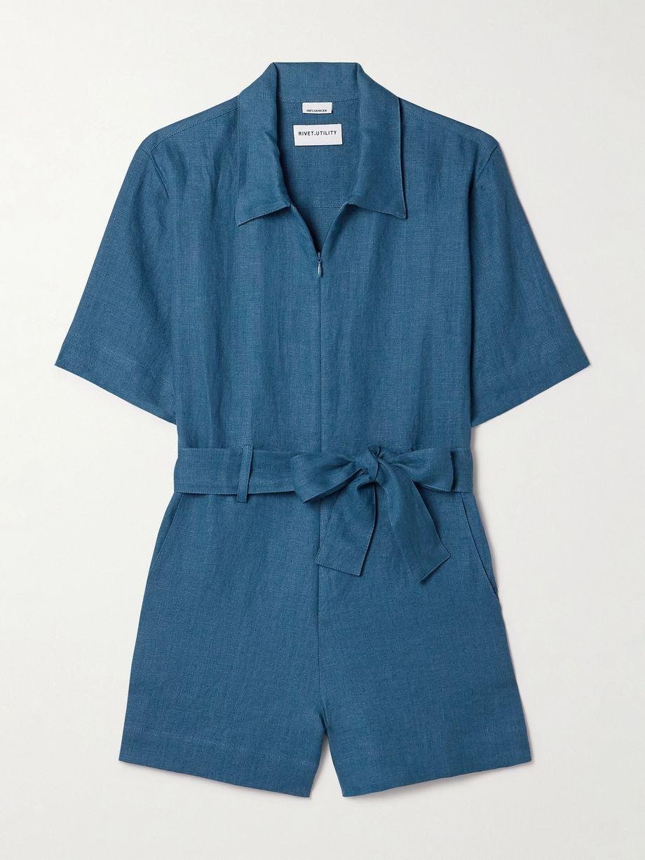+ NET SUSTAIN Influencer belted linen playsuit by RIVET UTILITY