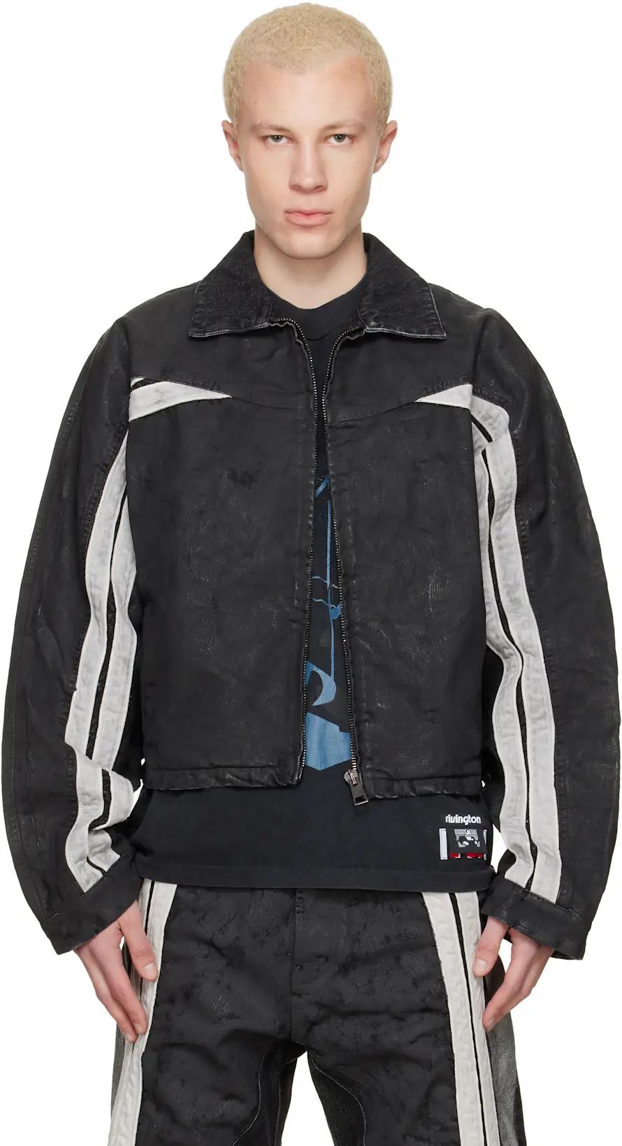 Black Denim Trappist Trucker Jacket by RIVINGTON ROI REBIS