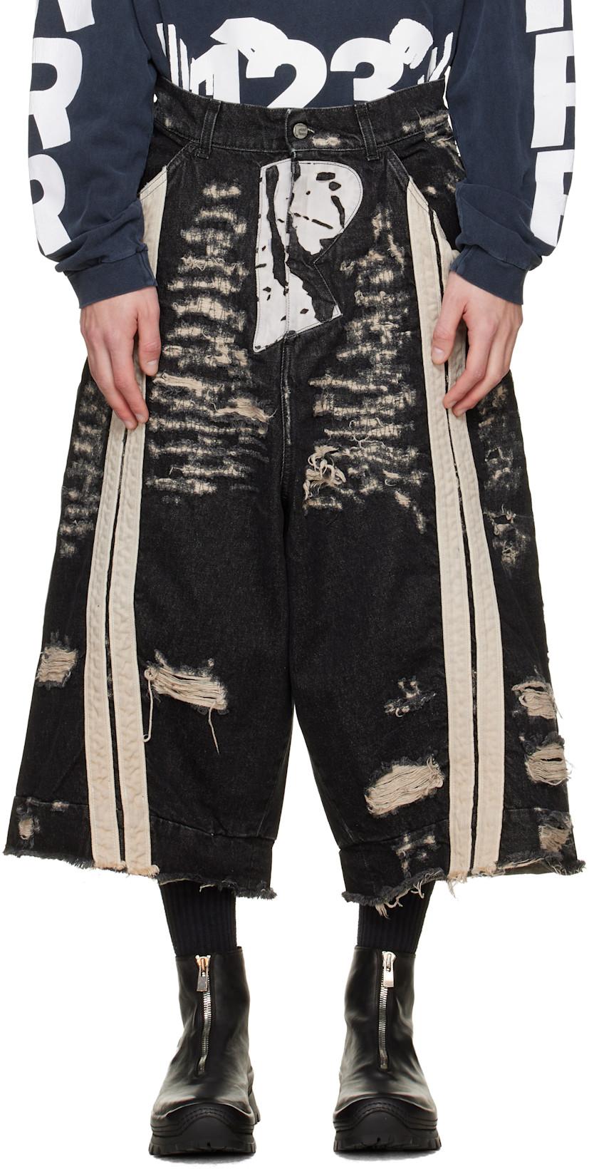 Black Heiro Denim Shorts by RIVINGTON ROI REBIS