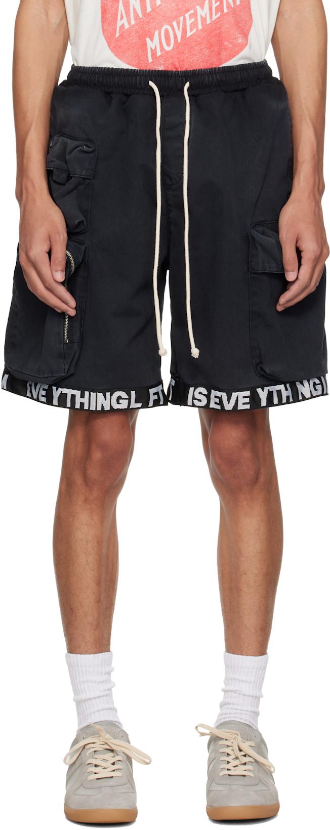 Black Left Out Shorts by RIVINGTON ROI REBIS