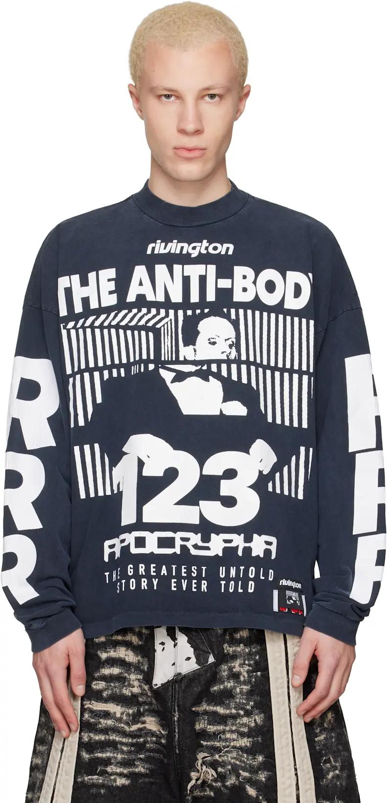Black 'The Anti-Body' Vintage Long Sleeve T-shirt by RIVINGTON ROI REBIS