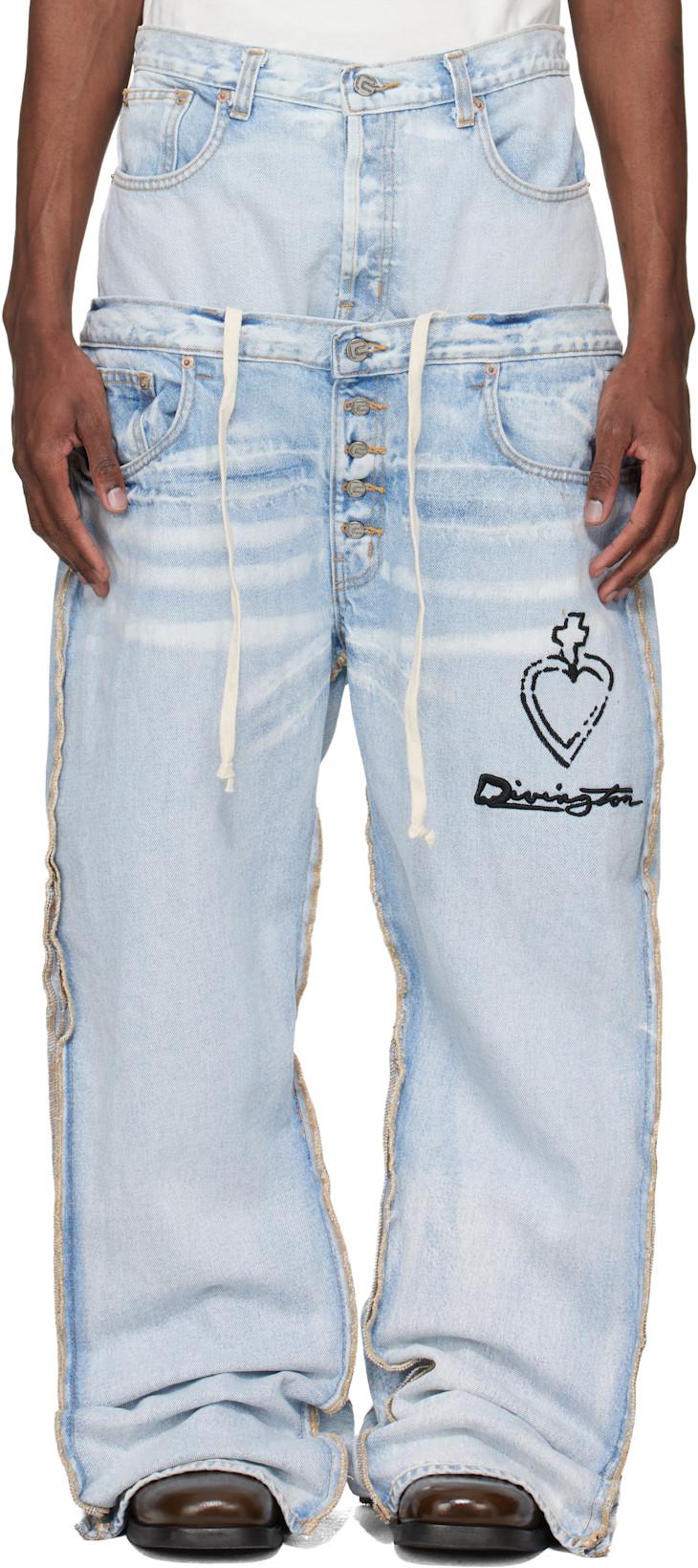 Blue Ocultista He Rose 3 Jeans by RIVINGTON ROI REBIS