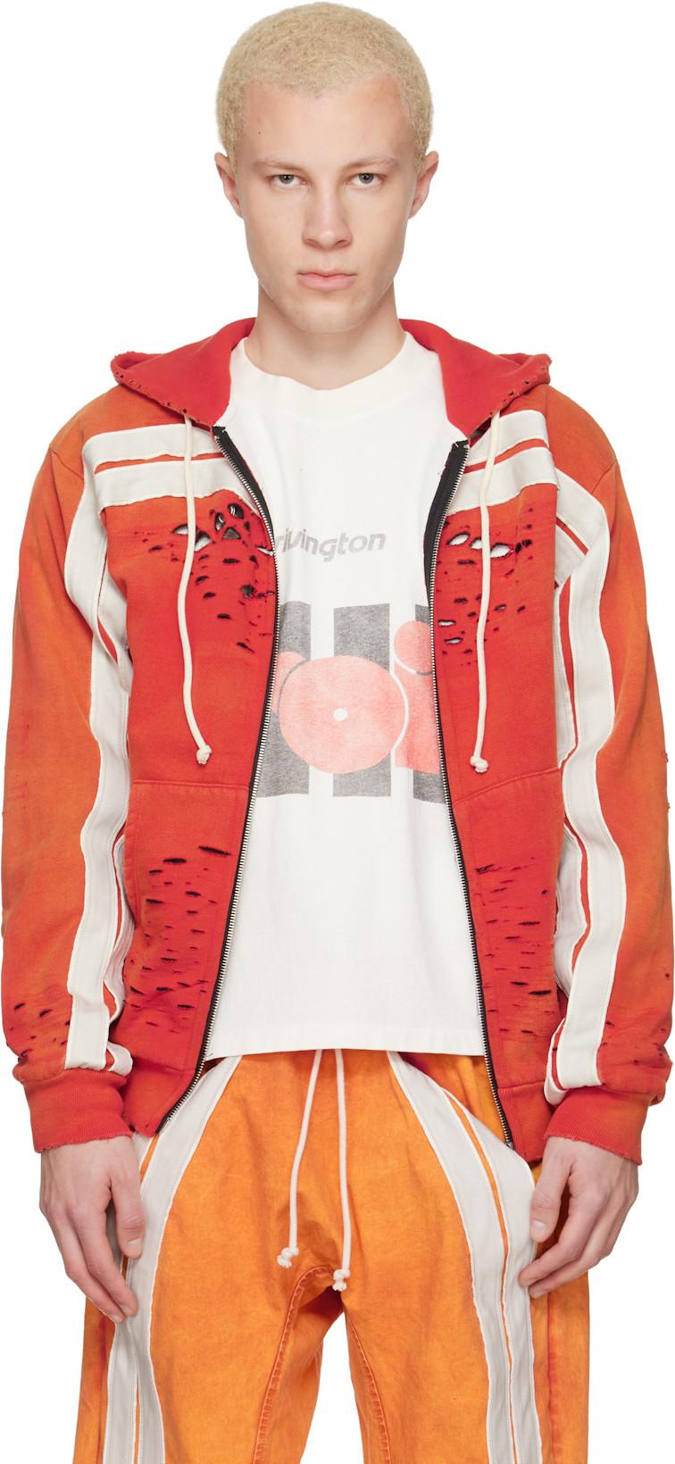 Orange Apocrypha Pious Zip Hoodie by RIVINGTON ROI REBIS