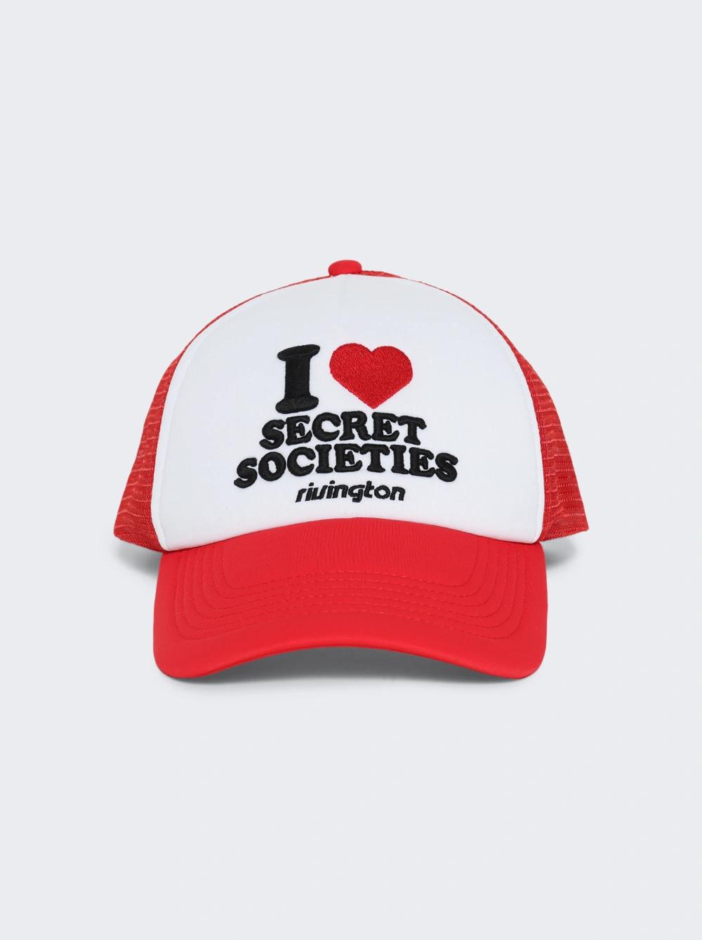 Secret Societies Trucker Hat White And Red  | The Webster by RIVINGTON ROI REBIS