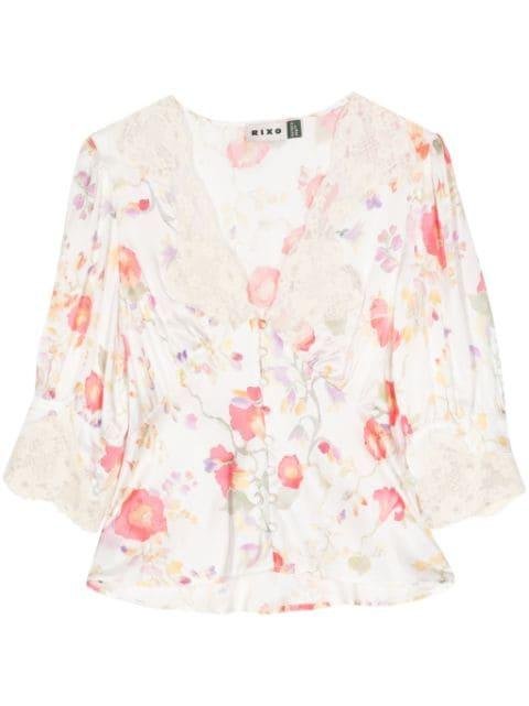 Amanda floral print satin blouse by RIXO