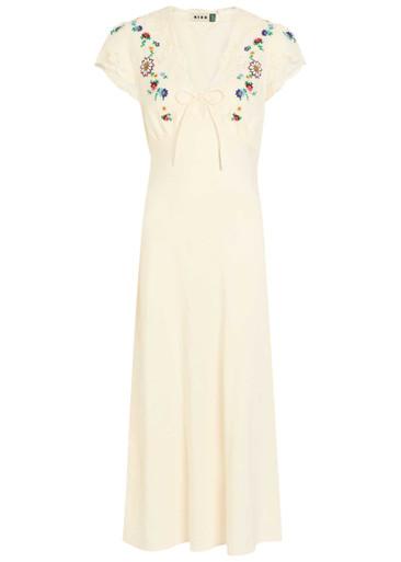 Amari embroidered linen-blend midi dress by RIXO
