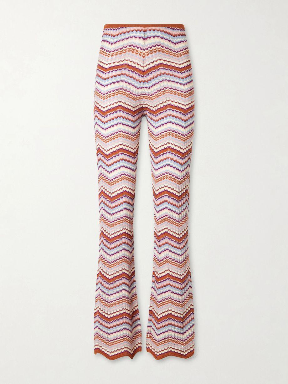 Boni striped chocheted cotton straight-leg pants by RIXO