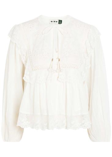 Diann embroidered cotton top by RIXO