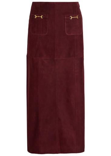 Edwina horsebit-embellished suede midi skirt by RIXO