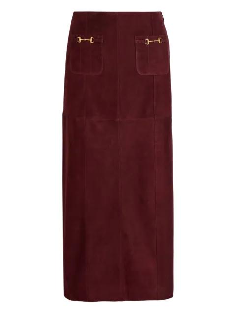 Edwina horsebit-embellished suede midi skirt by RIXO