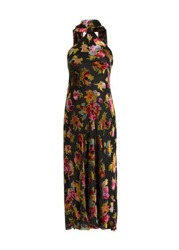 Hayley scarf-effect chiffon midi dress by RIXO