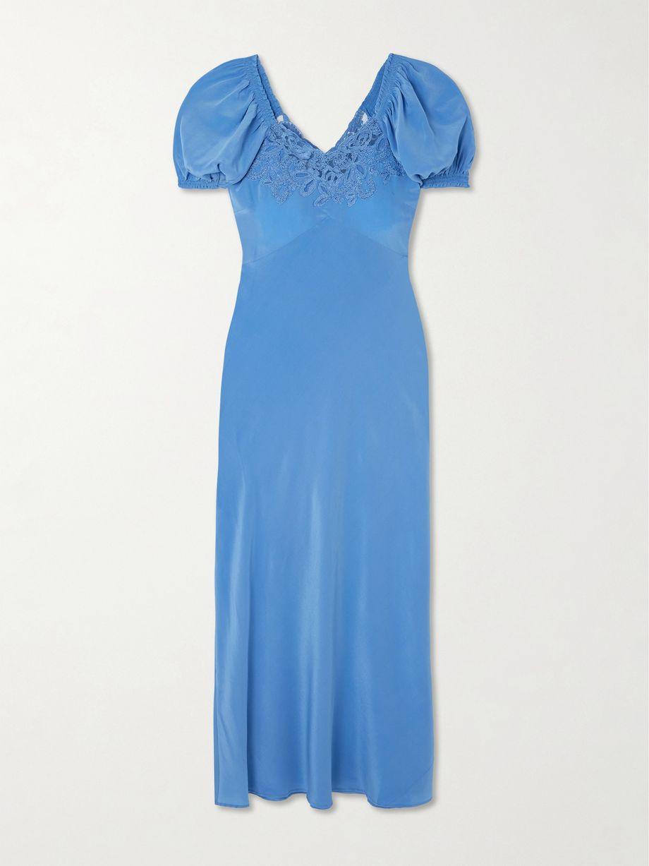Ilaria lace-trimmed silk midi dress by RIXO