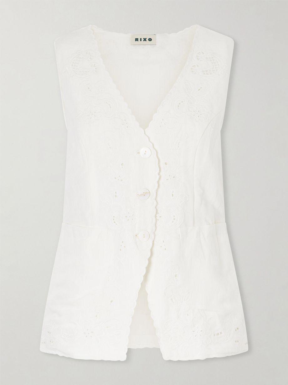 Jesse broderie anglaise linen-blend top by RIXO