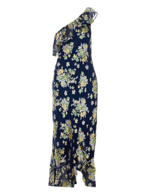 Leon ruffled one-shoulder floral-print midi dress by RIXO