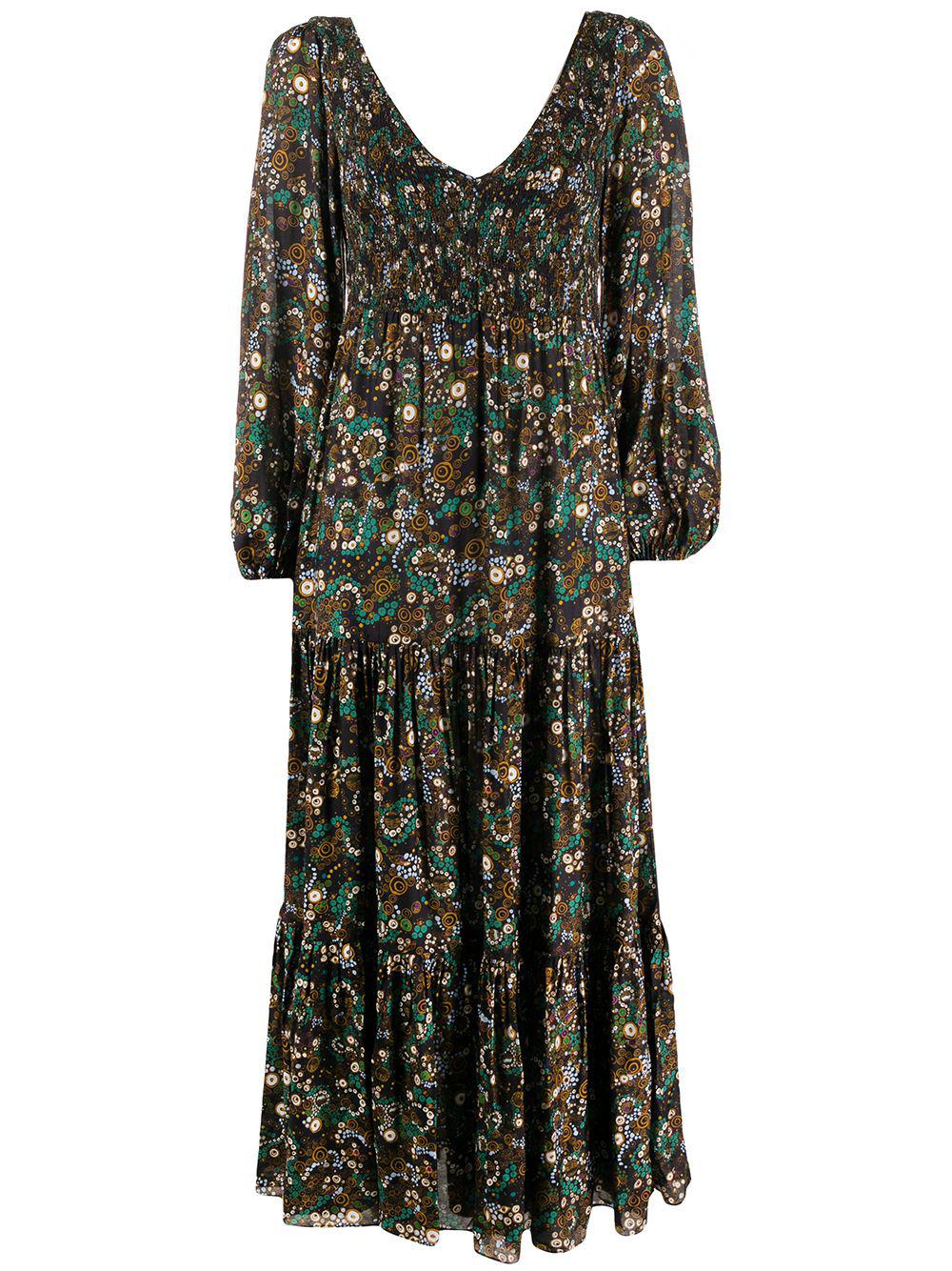 Lottie Klimt Wave-print tiered dress by RIXO