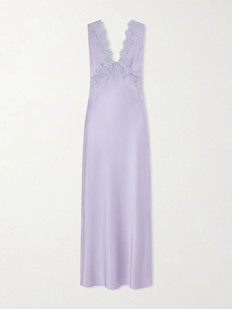 Lysandra lace-trimmed satin maxi dress by RIXO