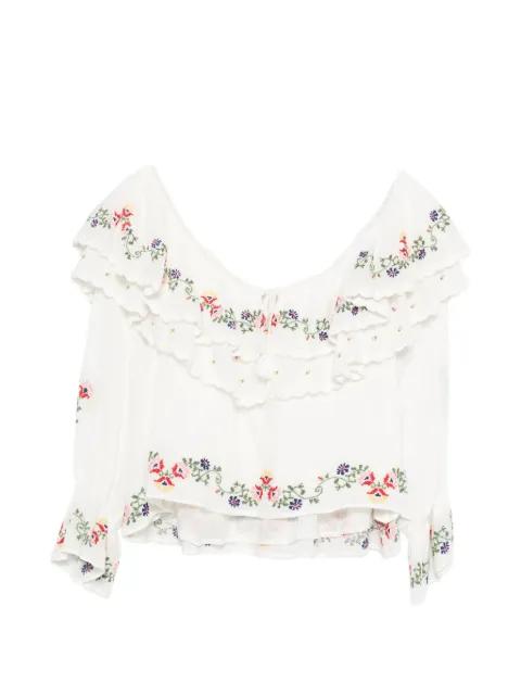 Maurine embroidered ruffled top by RIXO