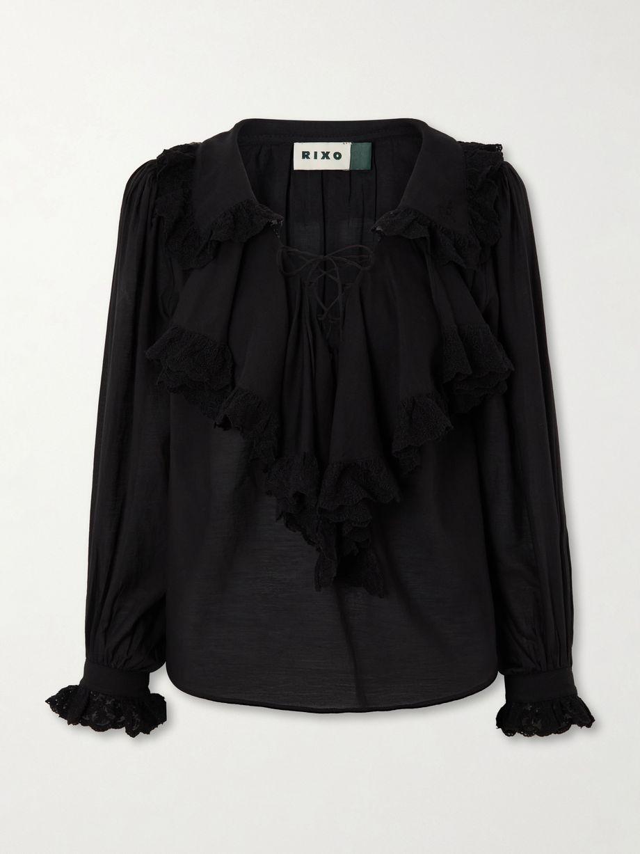 Milia shirred cotton-blend blouse by RIXO