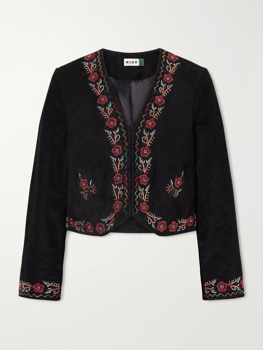 Oliwia embellished suede evening jacket by RIXO