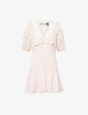 Pansy Dove Embroidered Lace-Trim Cotton Mini Dress by RIXO
