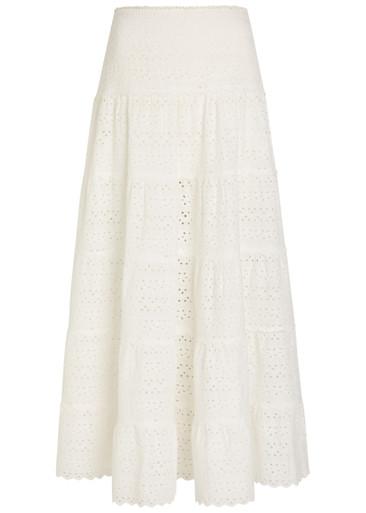 Ripeka embroidered cotton midi skirt by RIXO